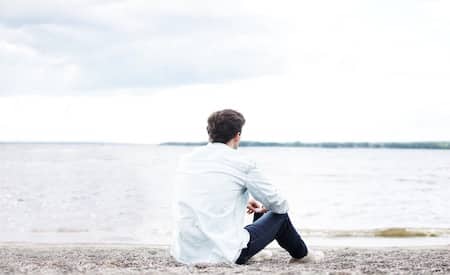 man thinking about breakup